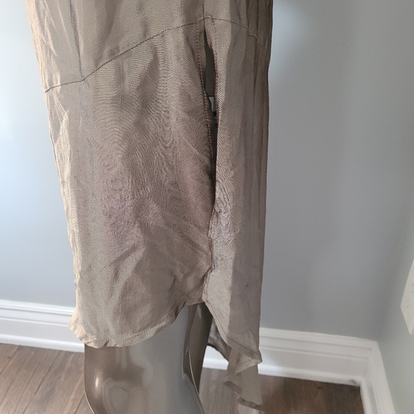 Asya Italian Design Sheer Tan High Low sleeveless Dress Small - Picture 6 of 13